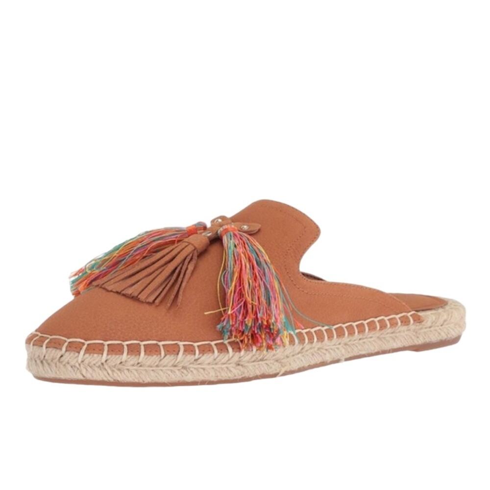 Nine West Val Leather Rainbow Tassel Mule Flats Size 7
